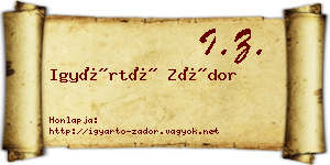 Igyártó Zádor névjegykártya